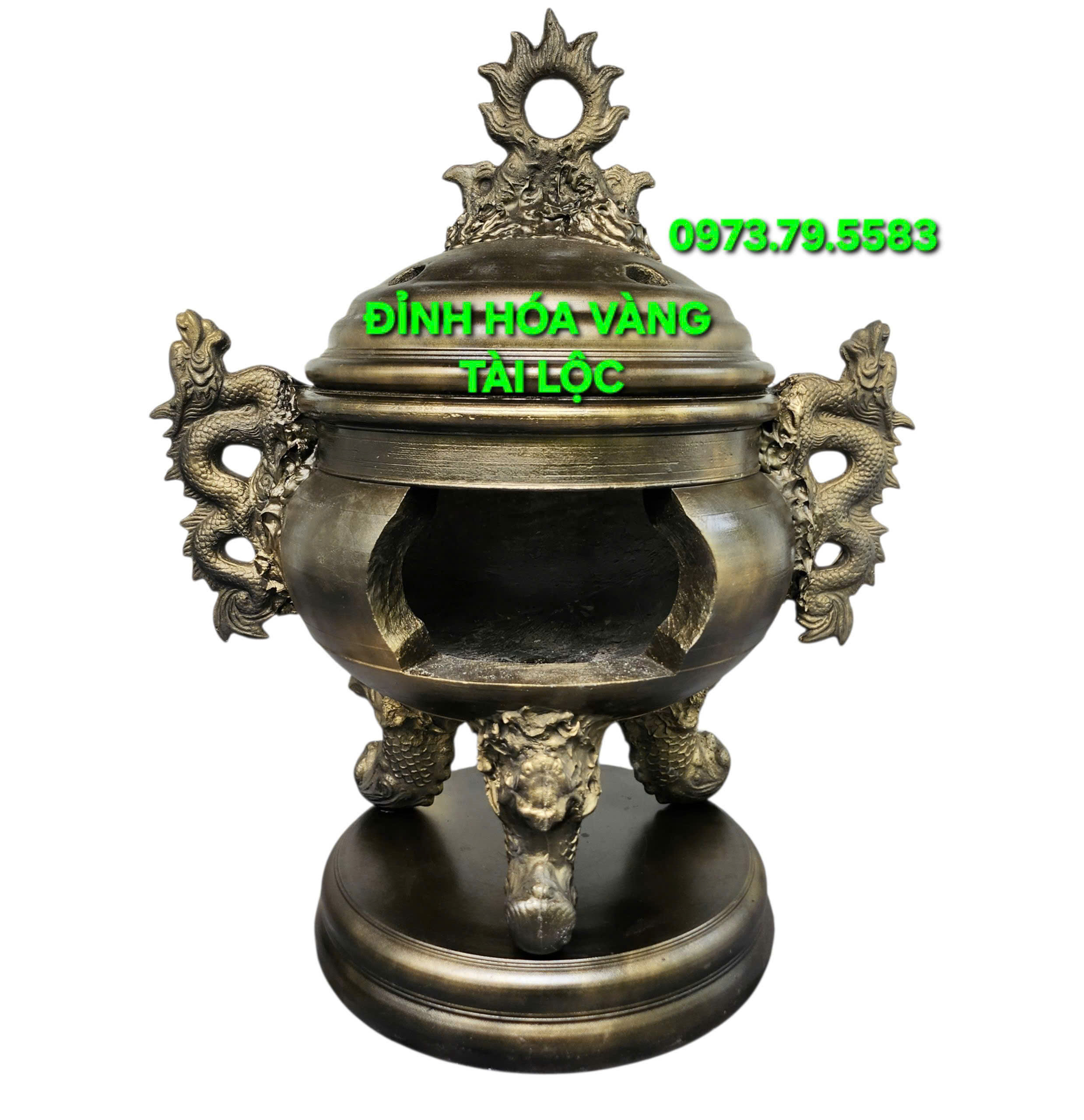 Đỉnh Hóa Vàng Nhị Long 50cm không khay