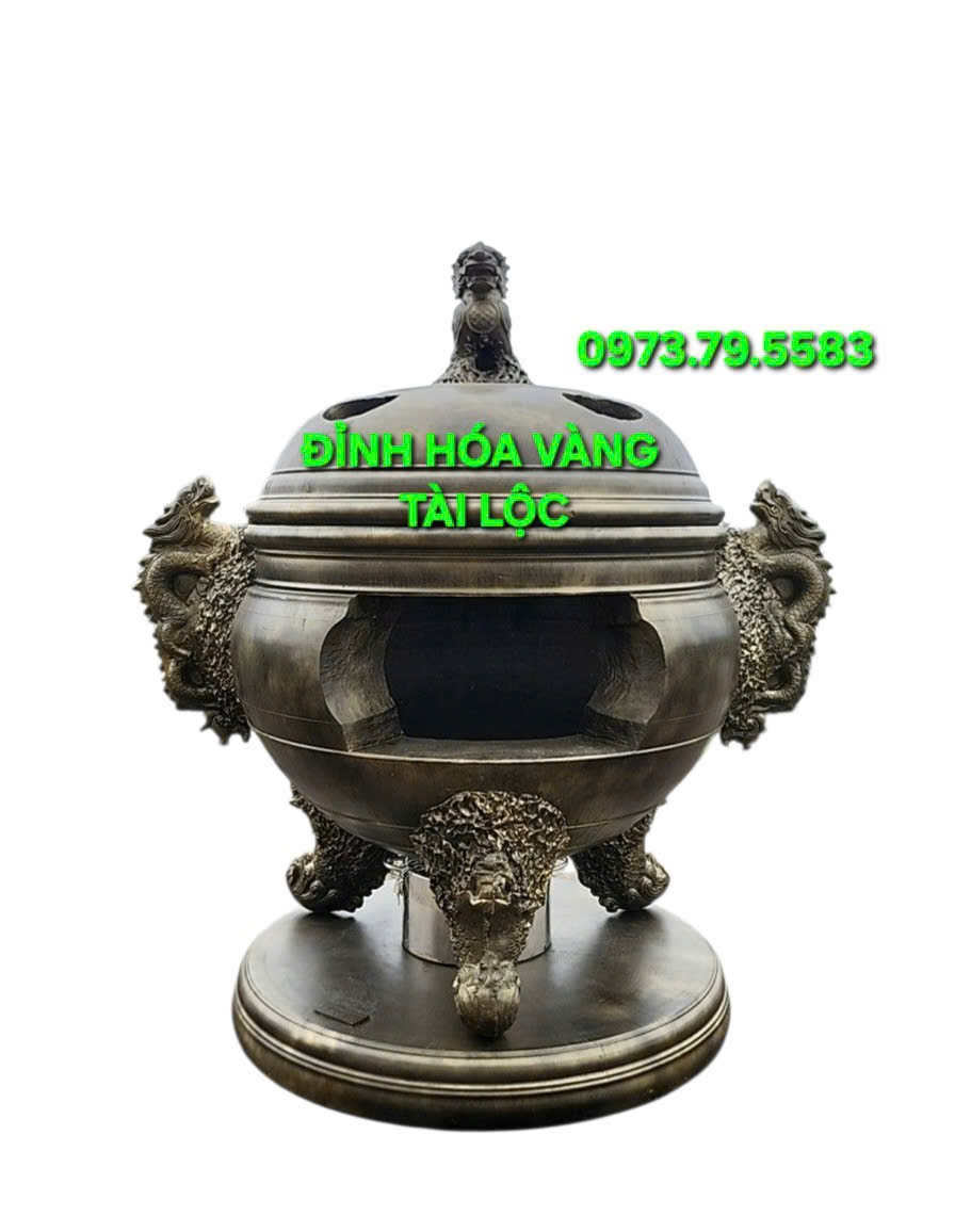 Đỉnh Hóa Vàng Nhị Long 147cm, 1 cấp nắp