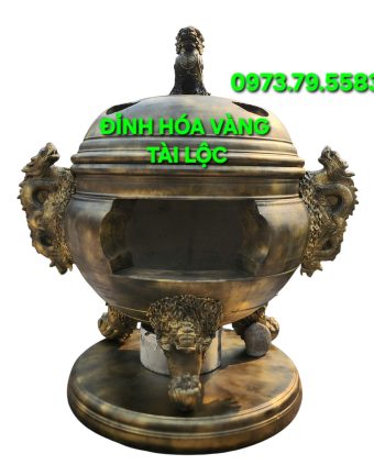 Đỉnh Hóa Vàng Nhị Long 157cm, 1 cấp nắp