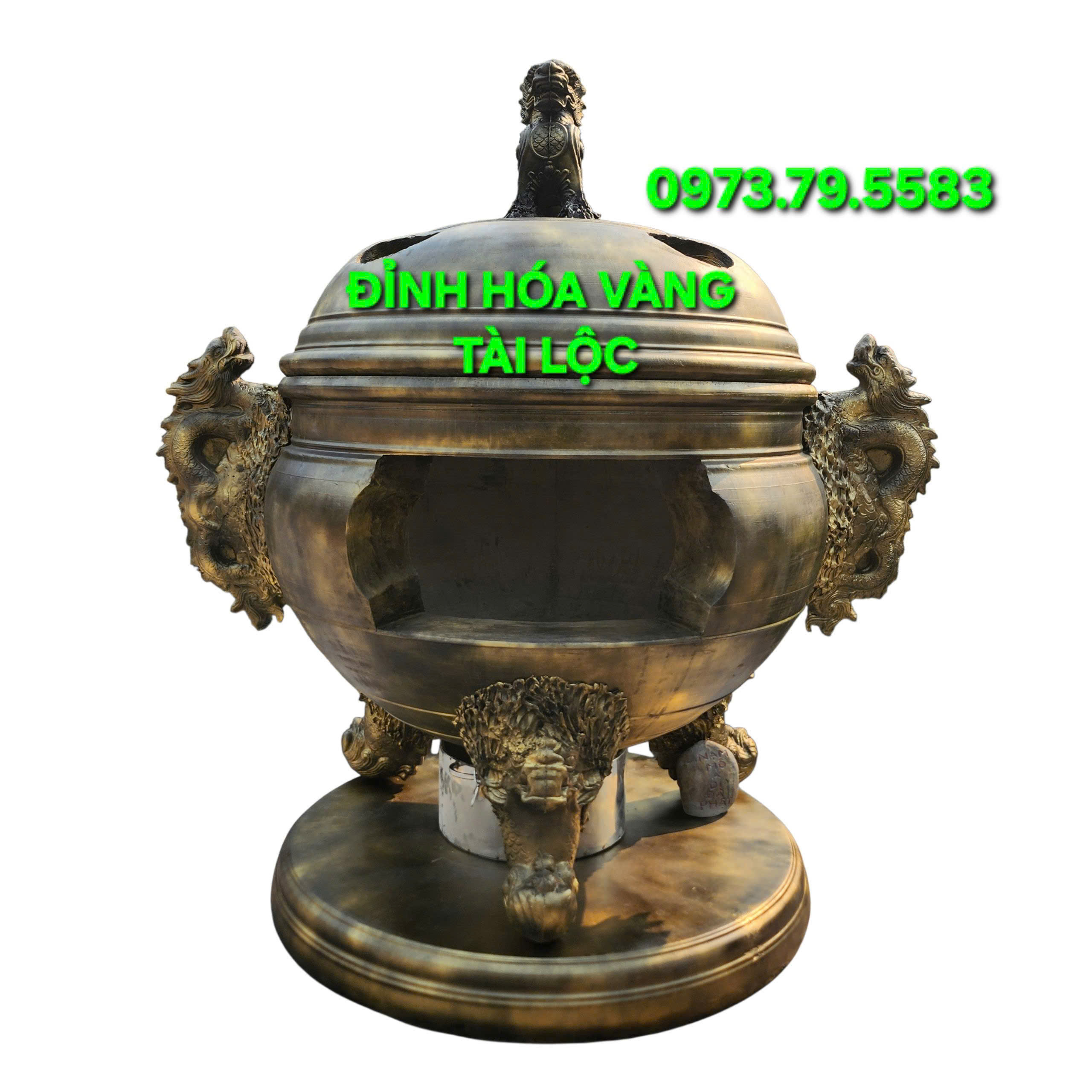 Đỉnh Hóa Vàng Nhị Long 157cm, 1 cấp nắp