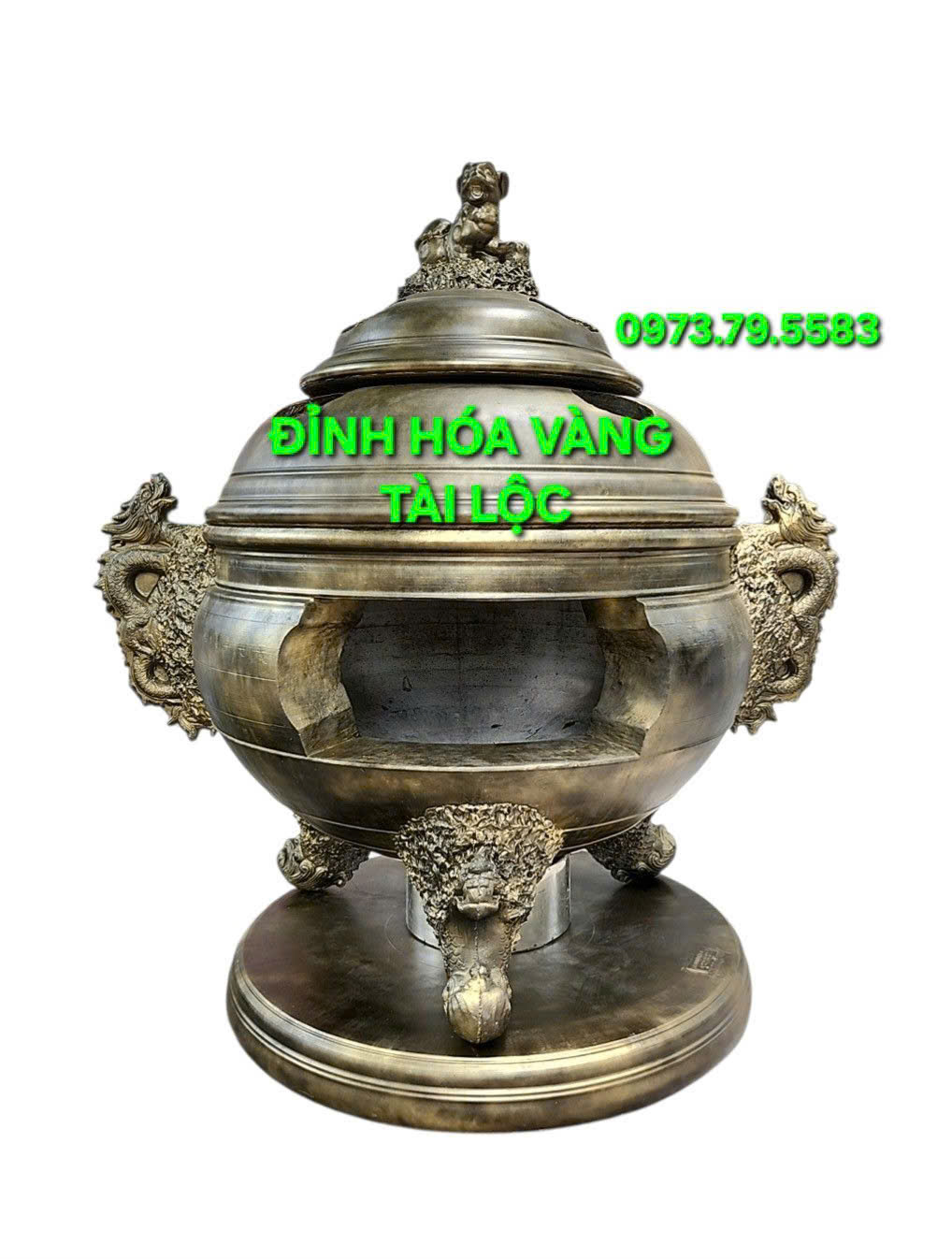 Đỉnh Hóa Vàng Nhị Long 167cm, 2 cấp nắp